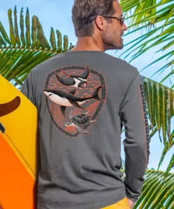 Shark Reef Scene - Smoke Long Sleeve Pima T-Shirt