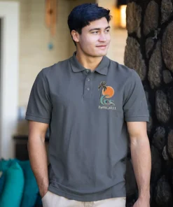 Sketchy Palm - Crater Dyed® Short Sleeve Oceanfront Polo Shirt