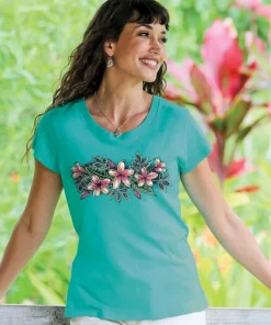 Sketchy Plumeria - Ocean Short Sleeve Pima T-Shirt
