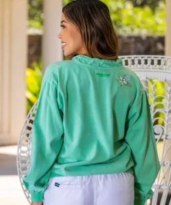 Stranded Mokihana - Key Lime Dyed Long Sleeve Lightweight Pullover