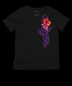 Sunset Stripe Vert - Jet Black Short Sleeve Pima V-Neck T-Shirt