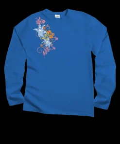 Tribal Floral Turtle - Blue Hawaii Dyed Long Sleeve Crewneck T-Shirt