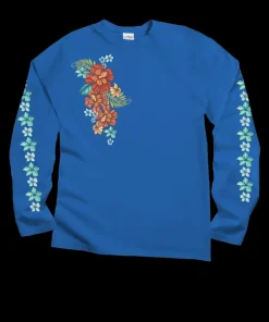 Tribal Haunani - Blue Hawaii Dyed Long Sleeve Crewneck T-Shirt