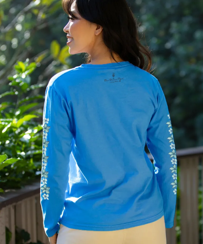 Tribal Haunani - Blue Hawaii Dyed Long Sleeve Crewneck T-Shirt