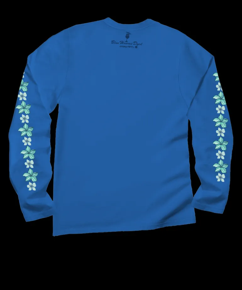 Tribal Haunani - Blue Hawaii Dyed Long Sleeve Crewneck T-Shirt