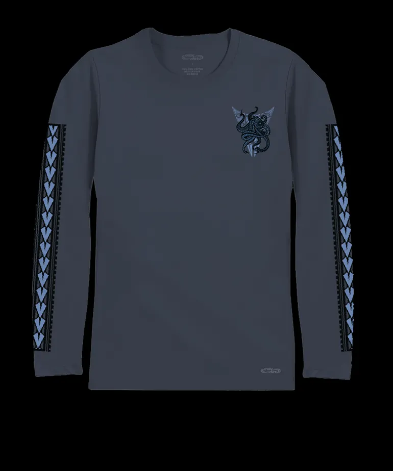 Tribal He'e Guardian - Smoke Long Sleeve Pima T-Shirt
