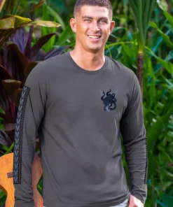 Tribal He'e Guardian - Smoke Long Sleeve Pima T-Shirt