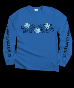 Tribal Honu Band - Blue Hawaii Dyed Long Sleeve Crewneck T-Shirt