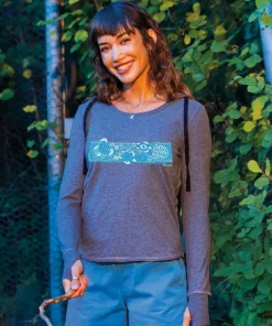 Tribal Honu Waves - Gray Heather Long Sleeve Harmony Hooded T
