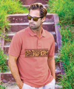 Tribal Nalu Mano Band - Chile Dyed Short Sleeve Oceanfront Polo Shirt