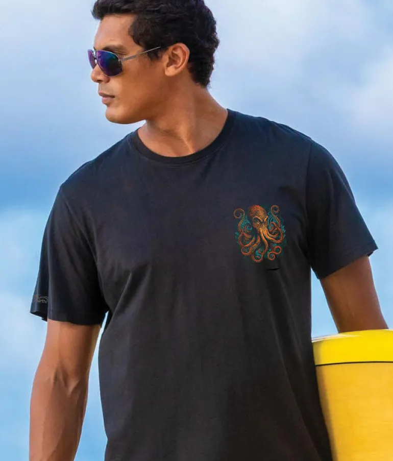 Tribal Octopus - Jet Black Short Sleeve Pima T-Shirt