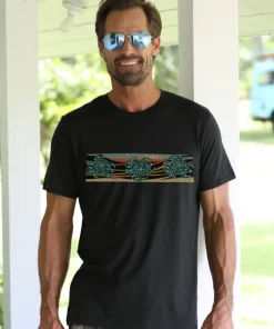 Tribal Tri Honu - Jet Black Short Sleeve Pima T-Shirt