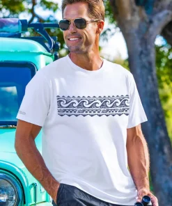 Tribal Wave Band - White Short Sleeve Pima T-Shirt