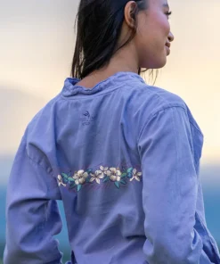 Tropical Florals - Lavender Dyed Long Sleeve Lightweight Pullover