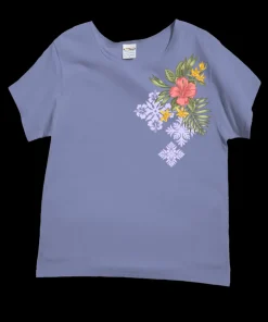 Tropical Quilt - Lavender Dyed Short Sleeve Scoop Neck T-Shirt