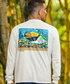 Tropical Reef Humu - Coconut Dyed Long Sleeve Crewneck T-Shirt