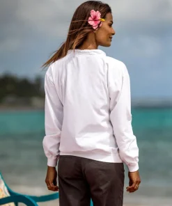 Turtle Seascape - White Long Sleeve Lightweight Pullover