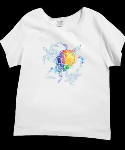 Turtle Seascape - White Short Sleeve Scoop Neck T-Shirt