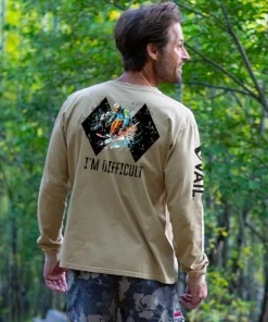 Vail Resort I'm Difficult - Kona Coffee Dyed Long Sleeve Crewneck T-Shirt