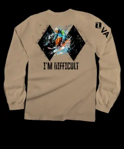 Vail Resort I'm Difficult - Kona Coffee Dyed Long Sleeve Crewneck T-Shirt