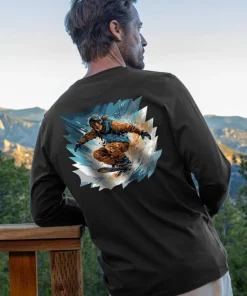 Vail Resort Shredding Powder - Jet Black Long Sleeve Pima T-Shirt