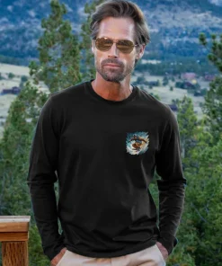 Vail Resort Shredding Powder - Jet Black Long Sleeve Pima T-Shirt