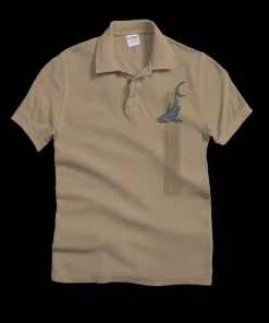 Vertical Tribal Shark - Kona Coffee Dyed Short Sleeve Oceanfront Polo Shirt