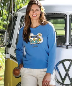 Volkswagen Be Happy - Blue Hawaii Dyed Long Sleeve Crewneck T-Shirt