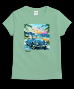 Volkswagen Beach Bug Scenic - Key Lime Dyed Short Sleeve Crewneck T-Shirt