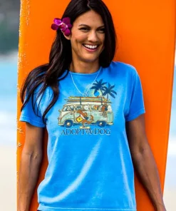 Volkswagen Hawaiian Humane Society Dog Day - Blue Hawaii Dyed Short Sleeve Scoop Neck T-Shirt