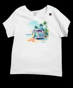 Volkswagen Watercolor Bus - White Short Sleeve Scoop Neck T-Shirt