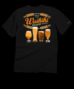 Waikiki Brewing Co Beer Row - Black Short Sleeve Crewneck T-Shirt