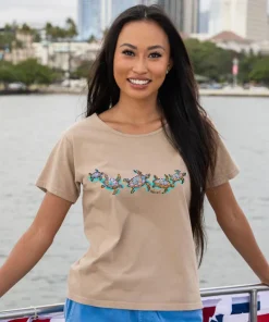 Watercolor Honu - Kona Coffee Dyed Short Sleeve Scoop Neck T-Shirt