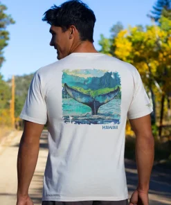 Whale Tail Watercolor - Coconut Dyed Short Sleeve Crewneck T-Shirt