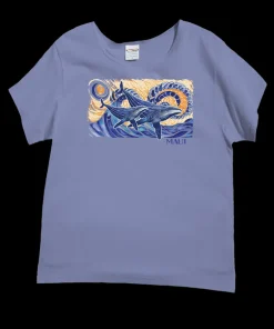 Whimsical Whales - Lavender Dyed Short Sleeve Scoop Neck T-Shirt