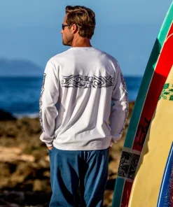 Wild Batik Band - White Long Sleeve Crewneck T-Shirt