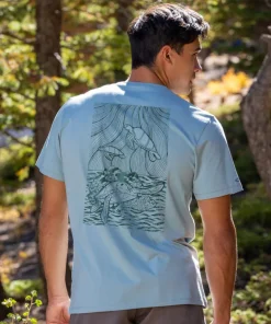 Woodcut Turtles - Cool Blue Short Sleeve Pima T-Shirt