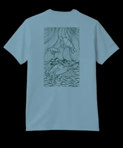Woodcut Turtles - Cool Blue Short Sleeve Pima T-Shirt