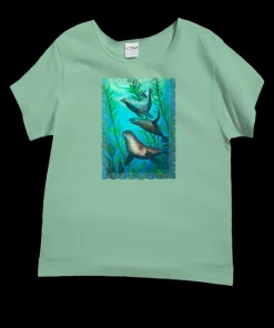 Wyland® Sea Lions - Key Lime Dyed Short Sleeve Scoop Neck T-Shirt