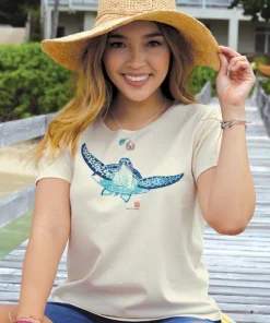 Wyland® Sea Turtle Brushed - Coconut Dyed Short Sleeve Scoop Neck T-Shirt