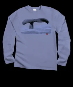 Wyland® Whale Tail Brushed - Lavender Dyed Long Sleeve Crewneck T-Shirt