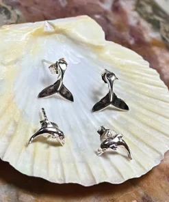 Wyland® Whale Tail/Dolphin Earring Set