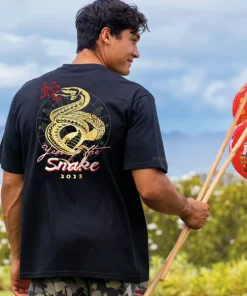 Year Of The Snake 2025 - Black Short Sleeve Crewneck T-Shirt